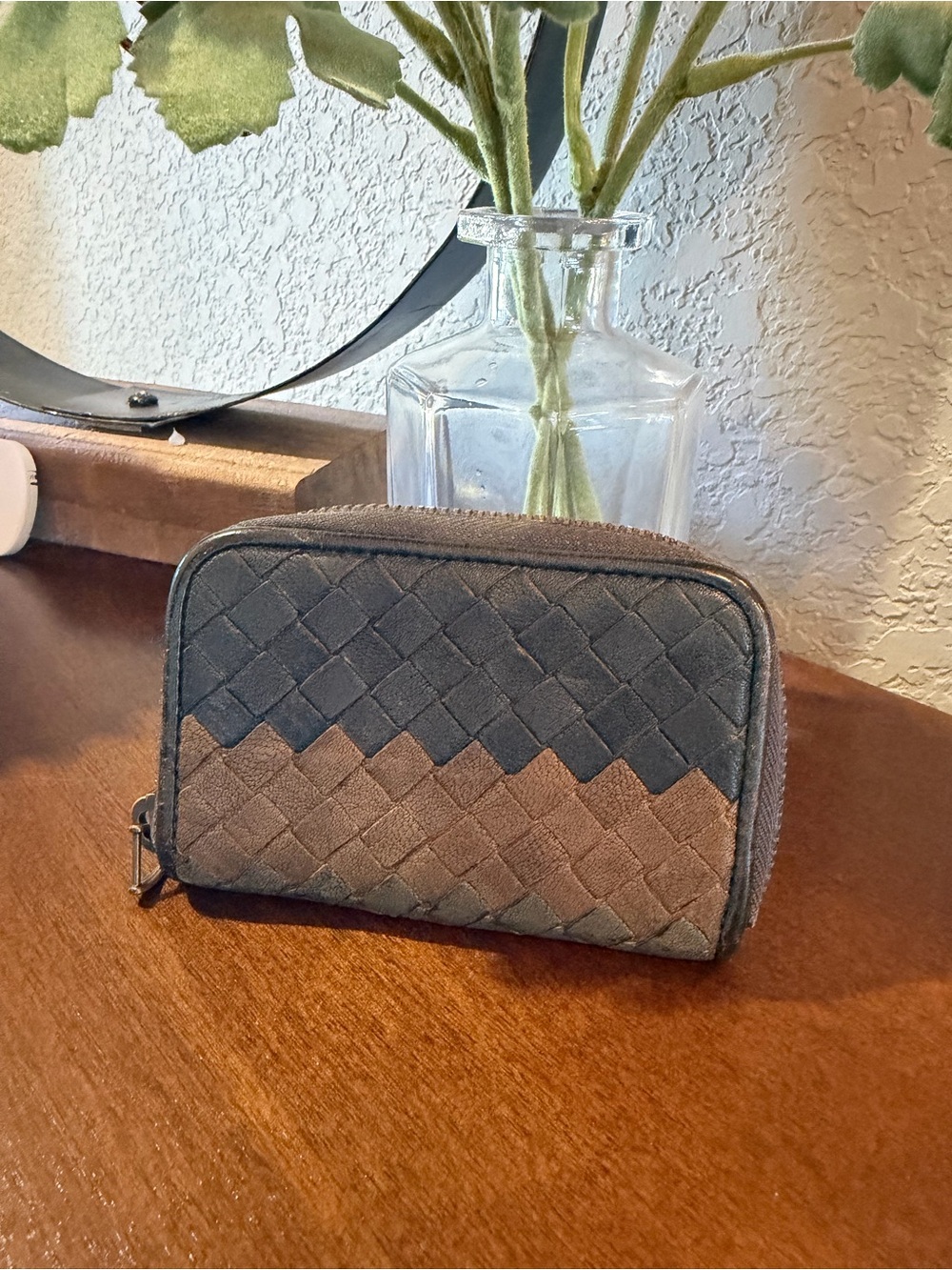 Bottega Veneta Intrecciato Zip-Around Card/Coin Wallet
